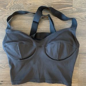 Black workout top with built in underwire / padding
